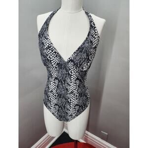 Y2K Vintage Catalina One Piece Swimsuit Snake Print Halter - M